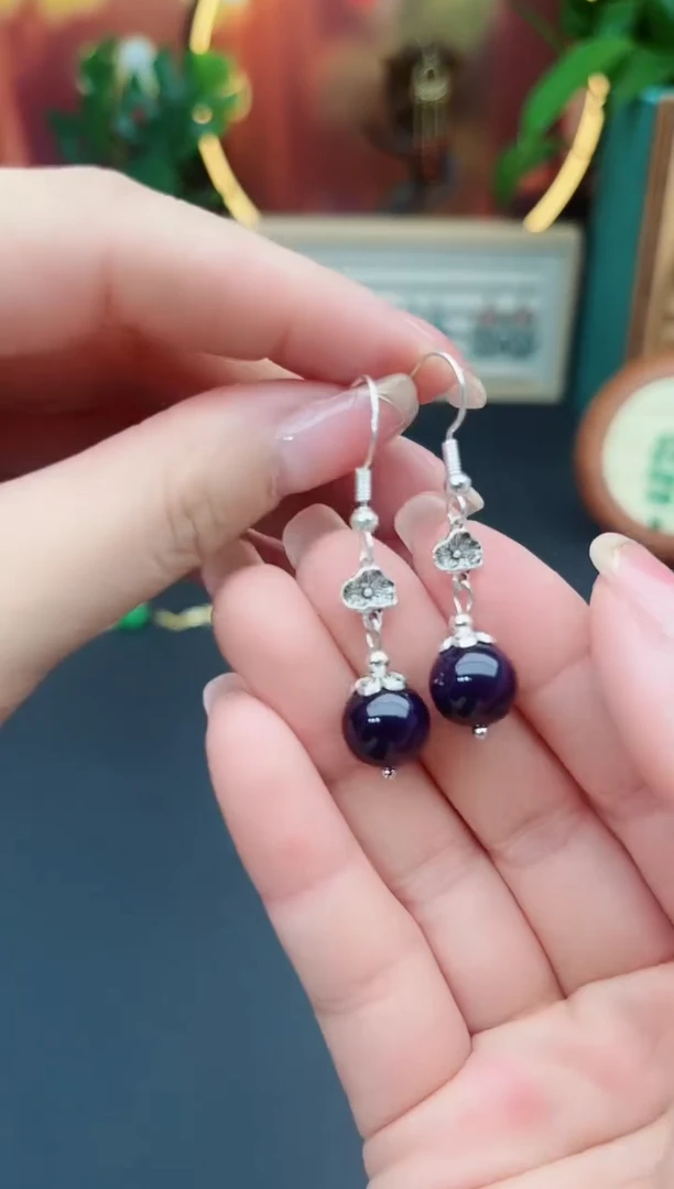 玛瑙/玉髓耳饰银S925镶嵌235