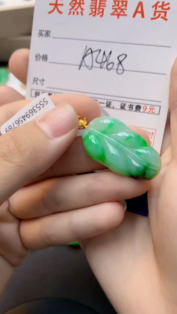 颈饰18K金镶嵌翡翠天然缅甸A货翡翠百元以上9元证书费自理