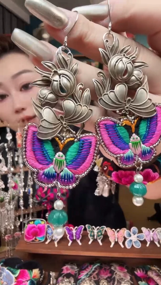 刺绣纯手工民族风刺绣耳环