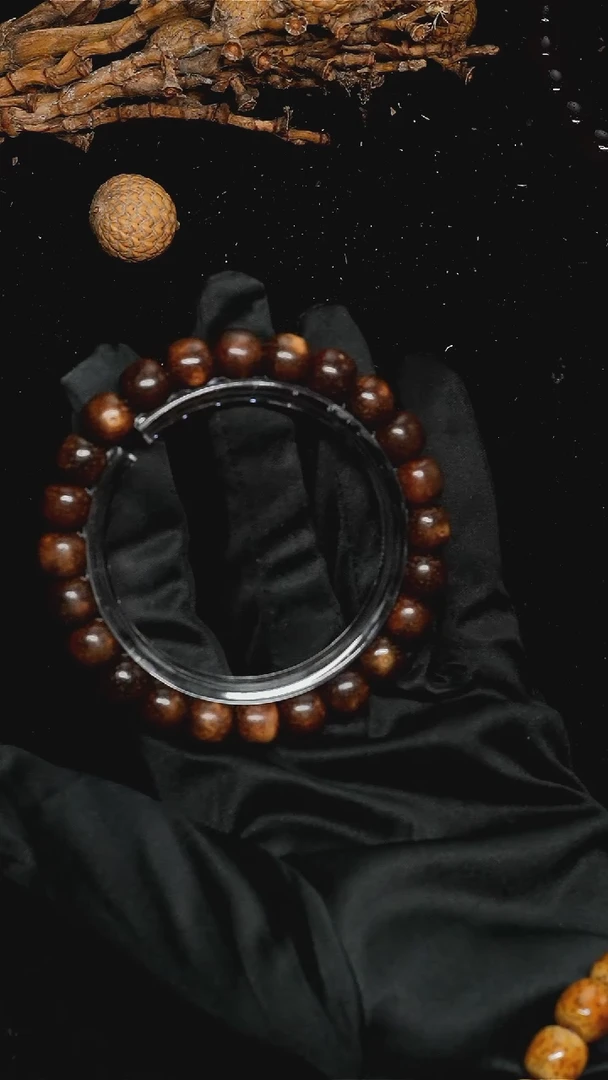 手串星月菩提10*9黑金老籽-AY10*9