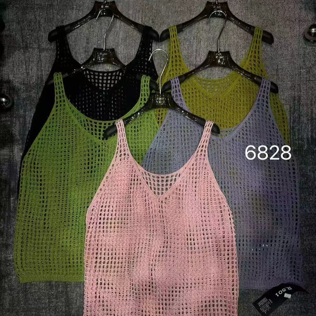 春季新款镂空简约短款这种马甲百搭款