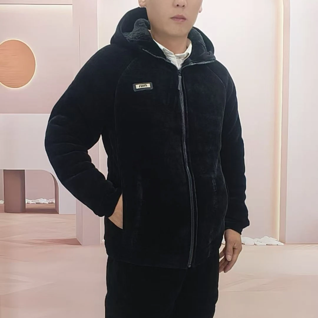 【2025】冬季男士爆款连帽家居服套装加绒加厚保暖外穿休闲舒适时尚