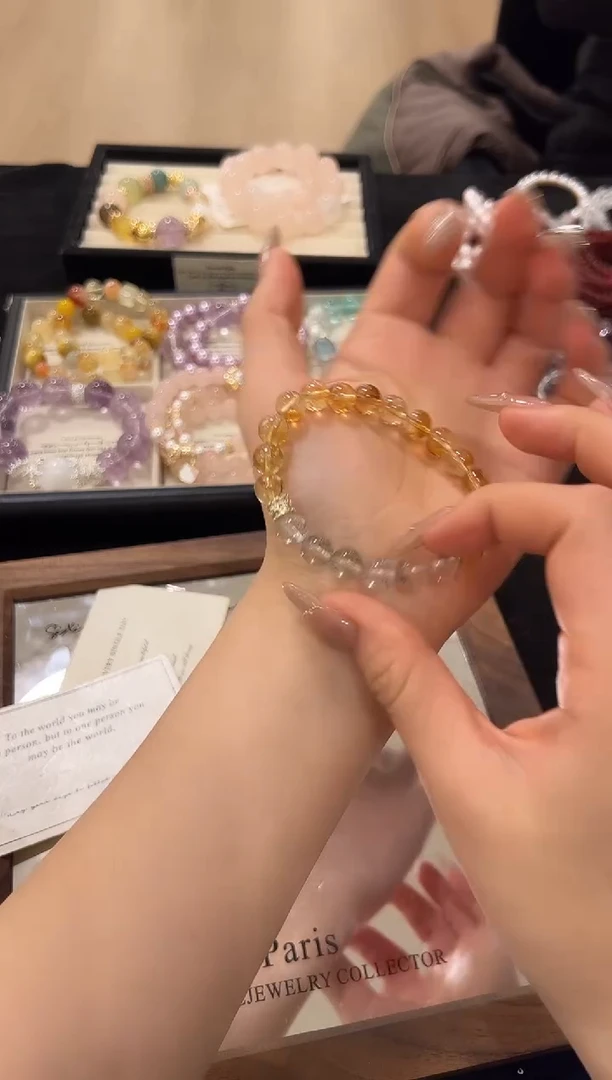 未镶嵌手链水晶黄塔绿幽灵设计款手串