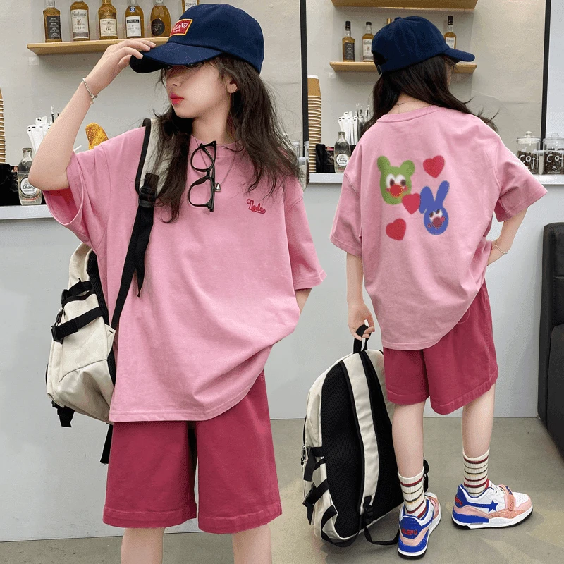 女童夏装套装夏季新款爆款15岁中大童小女孩休闲运动炸街两套