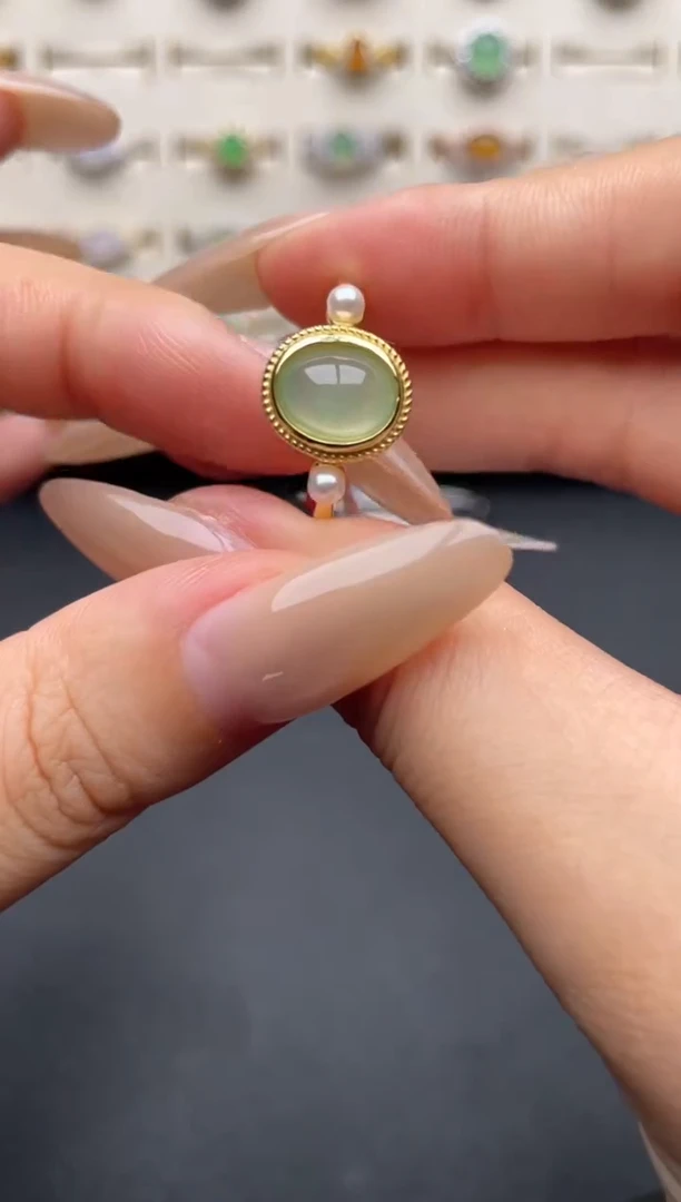 银S925镶嵌戒指翡翠一物一证一礼盒