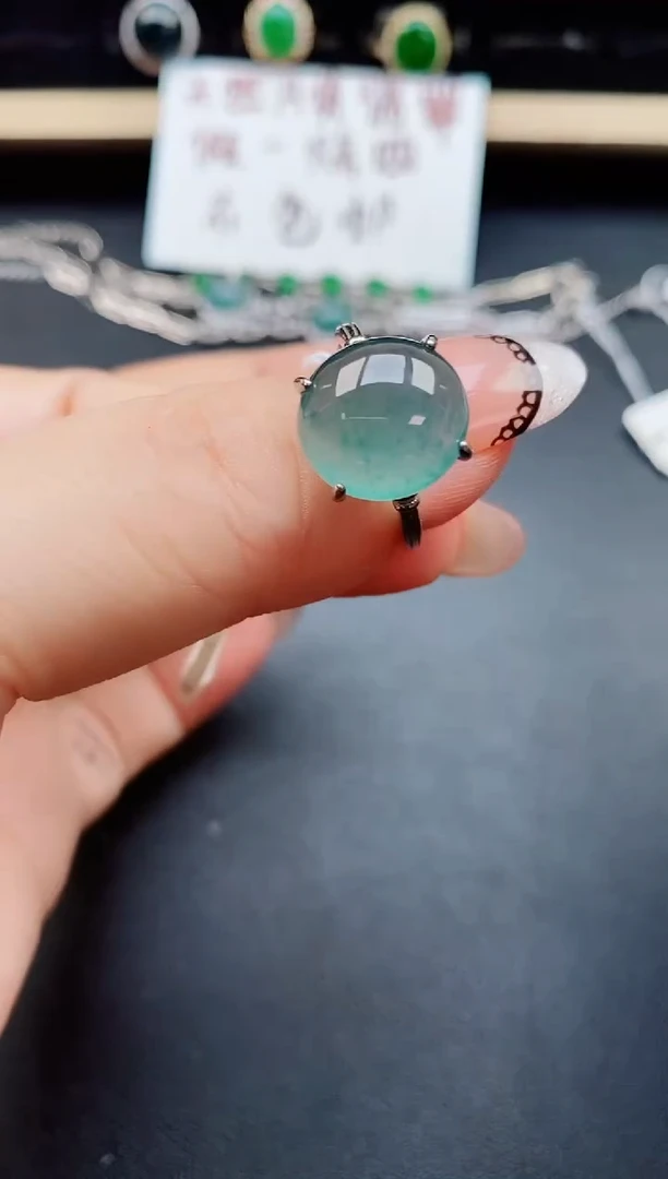 翡翠戒指银S925镶嵌0500
