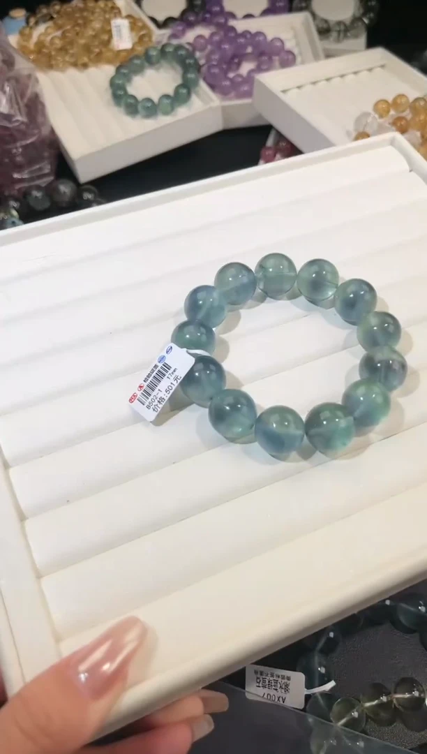 手链未镶嵌萤石多样性发一Q22湖水蓝绿17mm