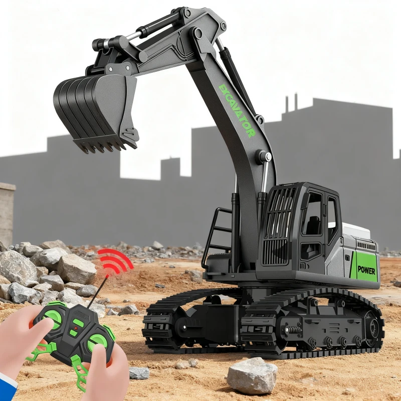 【七福利】新款电动遥控挖掘机玩具车男孩工程车礼物