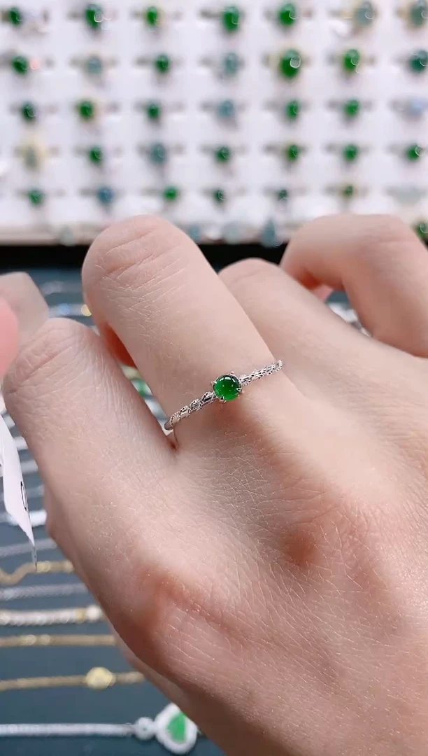 【闪购商品】翡翠戒指银S925镶嵌天然翡翠