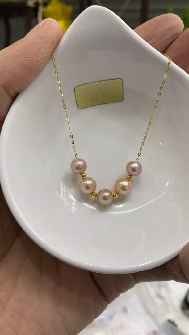 【闪购商品】淡水珍珠BG18K金镶嵌珍珠项链@@v1458