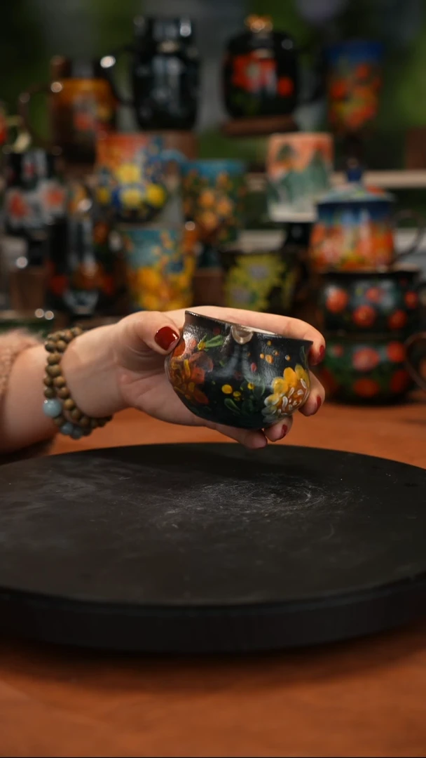 紫砂油画手绘釉下彩