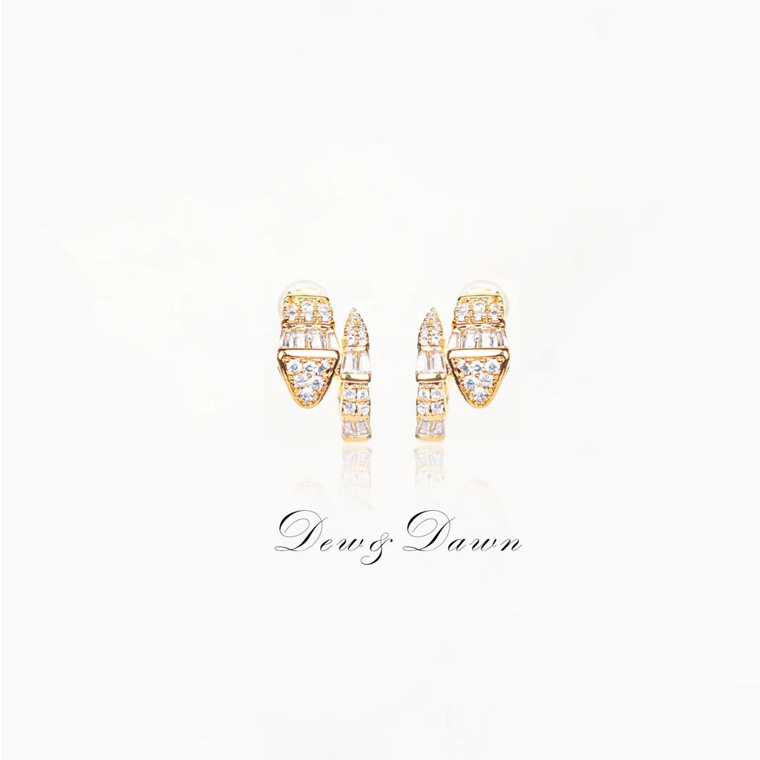 合金合成锆石耳饰 D&D 灵蛇满钻蛇年必备2025夏 E32105