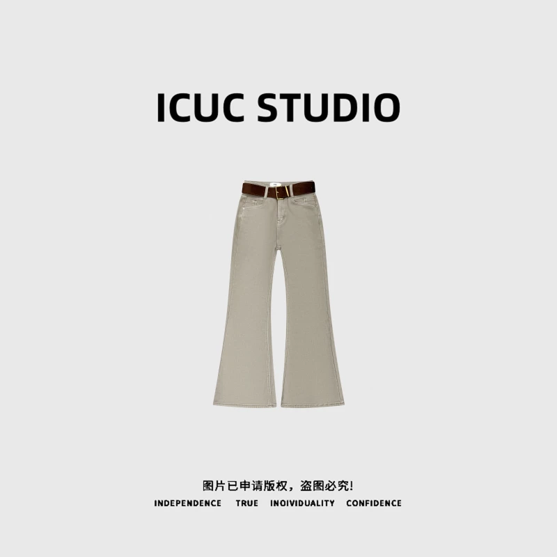 ICUC STUDIO- "城市牧歌"加绒高腰显瘦微喇牛仔裤0867