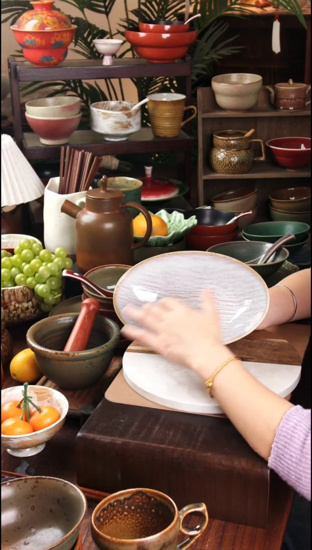 碗景德镇手工高温餐具紫海棠