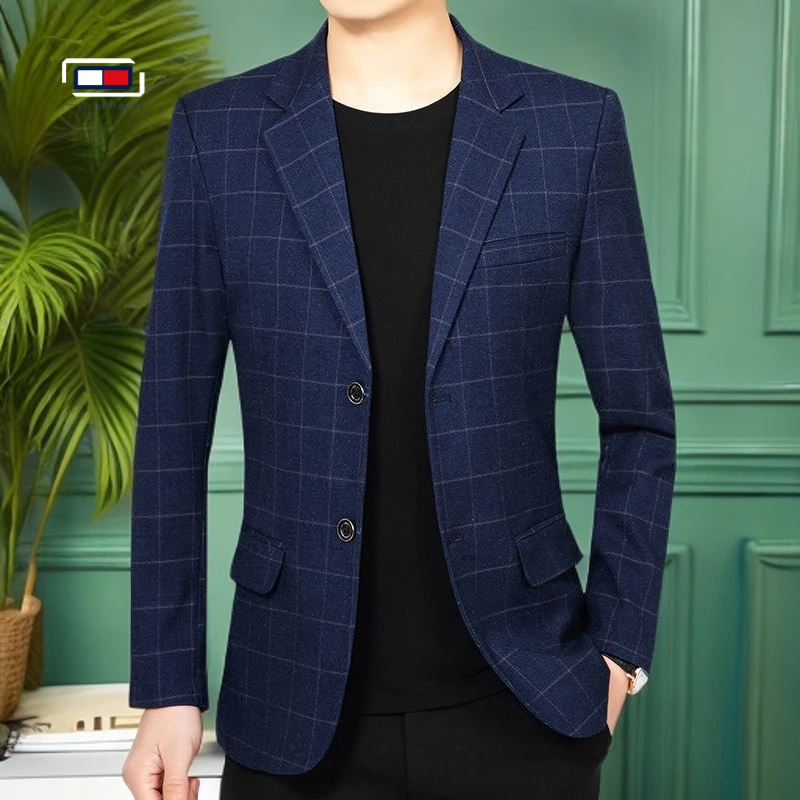 潮流格子西服新款休闲设计师款男装服工装春秋季帅气演说演讲职LB