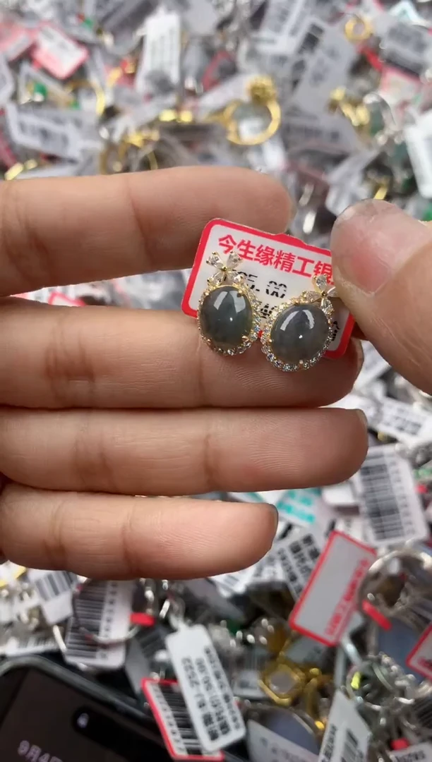 银S925镶嵌戒指翡翠8888----6