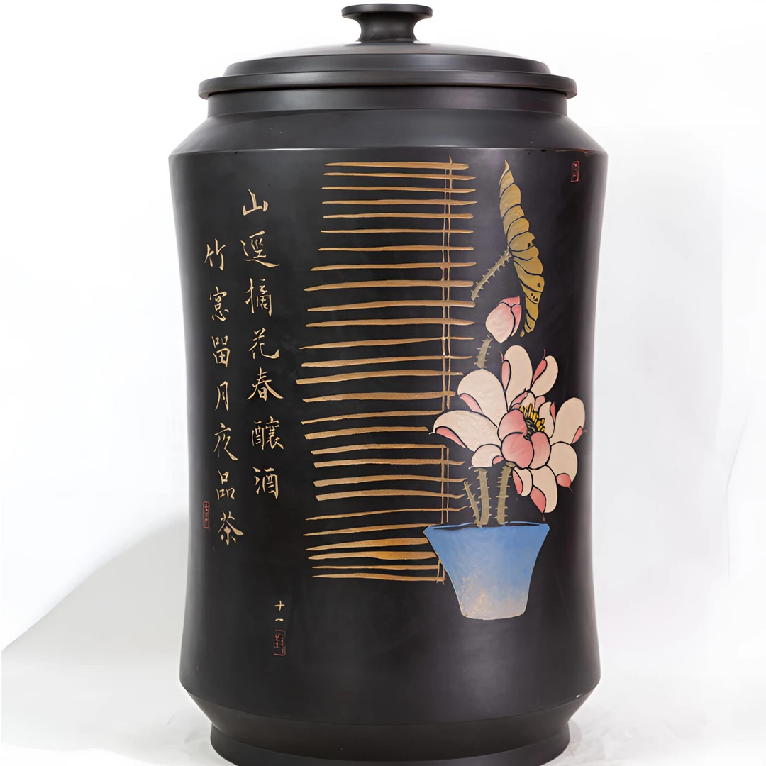 八点铺子 云南建水纯手工 阴刻阳填紫陶大罐（20饼以上）