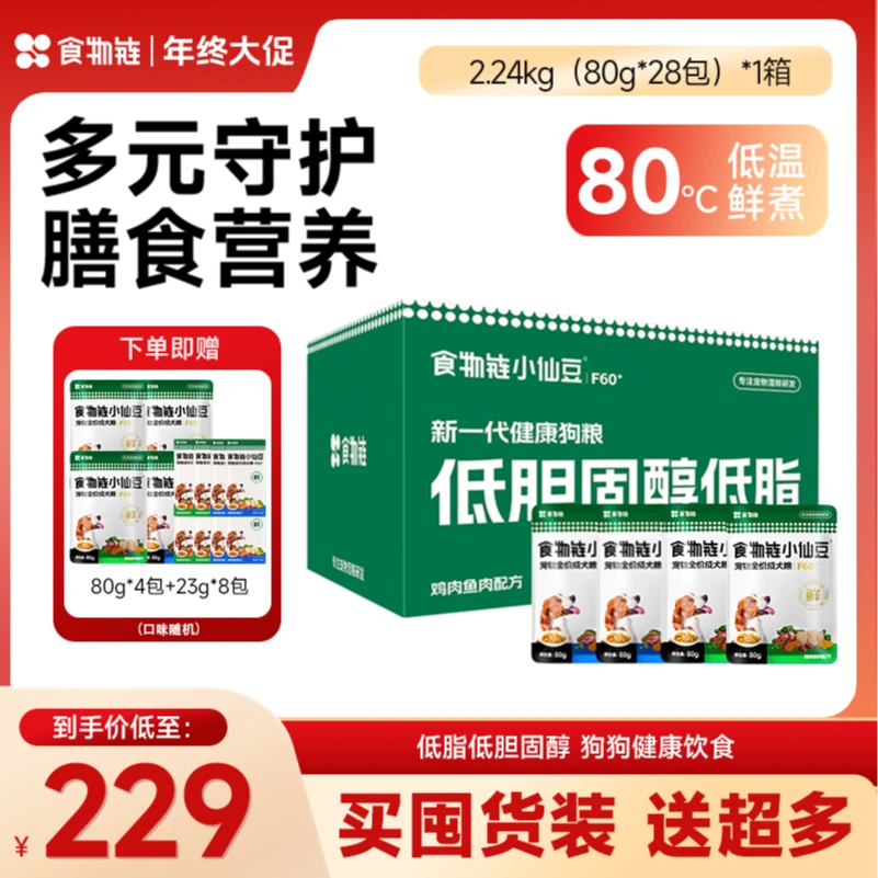 【直播间大箱装】食物链小仙豆F60+全价低脂狗粮主食湿粮狗粮商品图