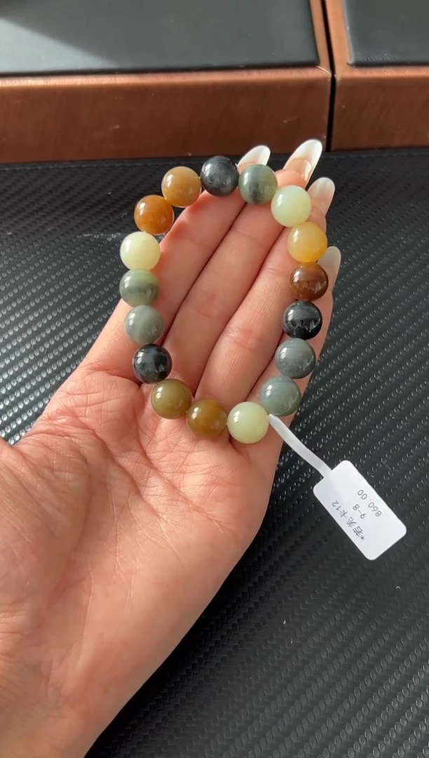 未镶嵌手串和田玉若羌微色差卡12QM