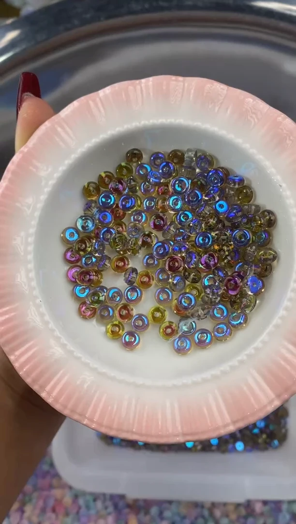 玻璃1175卡6华子算盘珠魅影紫150颗