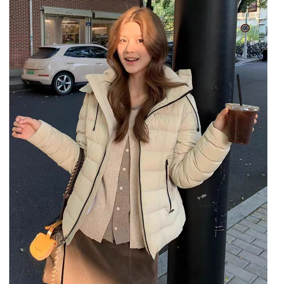 短款拉链连帽女装休闲韩版常规款时尚桥圩羽绒服荷城羽绒241196