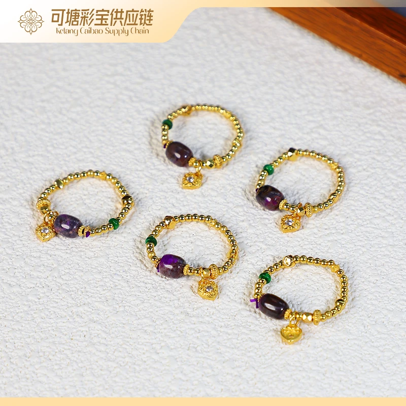 南非舒俱来 S925红丝绒桶珠戒圈/多样性发一件