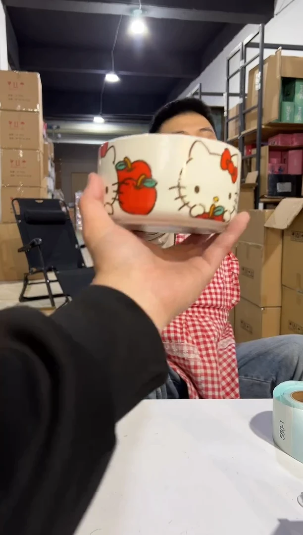 【闪购商品】杯陶瓷碗白色kt猫碗