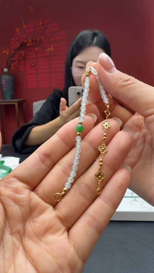 18K金镶嵌手链翡翠翡翠手链