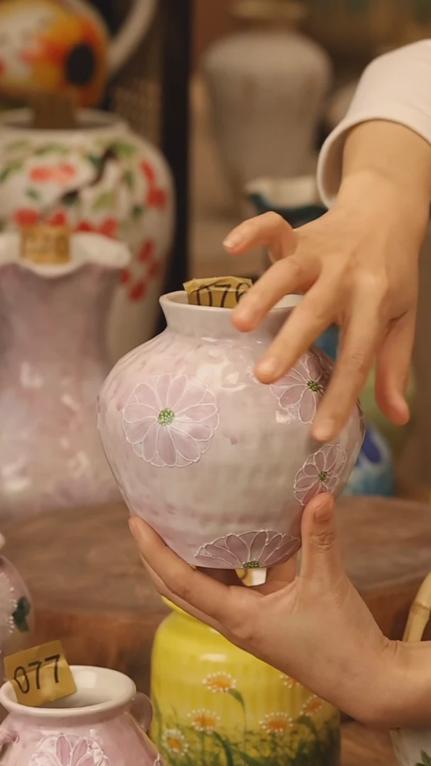 陶瓷景德镇设计师手作花器摆件侘寂风@M076@