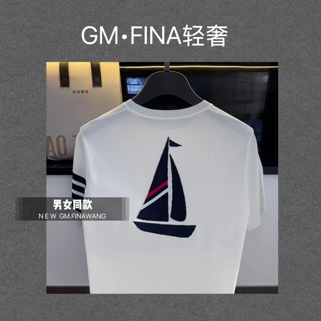 【小帆船】男女同款春夏轻奢时尚百搭休闲圆领T恤2252