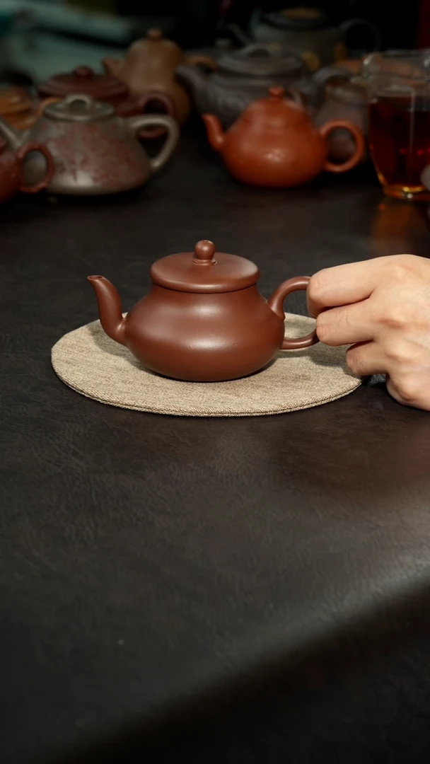 茶壶紫砂01君德壶，汪达明全手工，红皮龙200cc