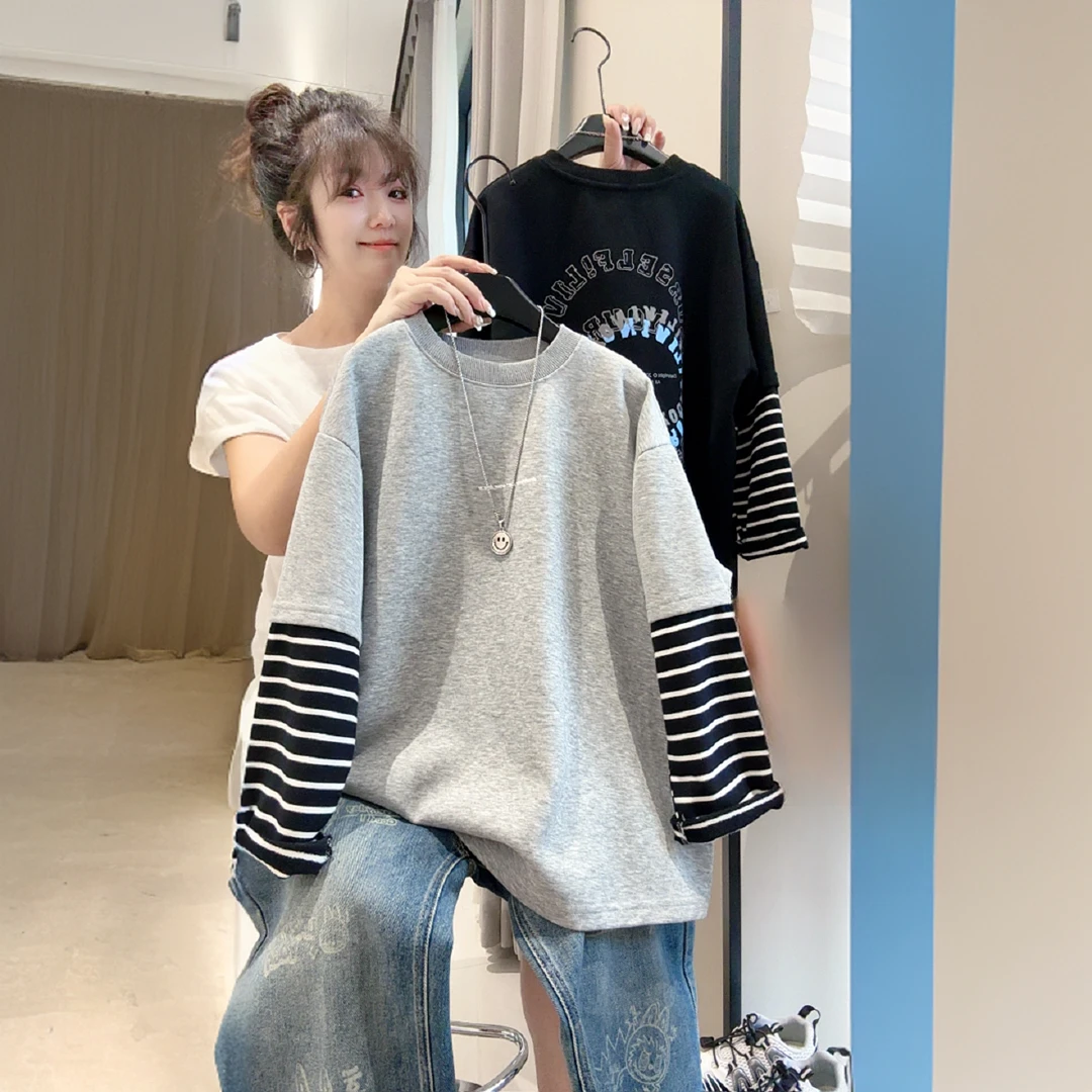 男童圆领春秋新款韩版森系印花卫衣男孩百搭潮款宽松休闲帅气卫衣