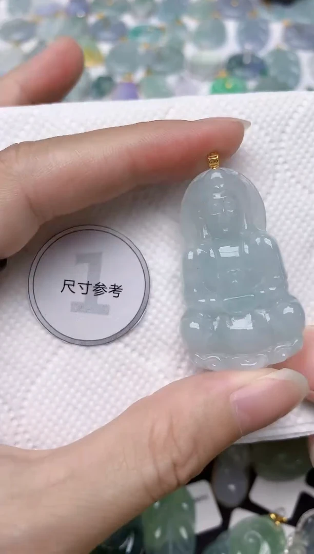 翡翠18K金镶嵌颈饰天然A货翡翠