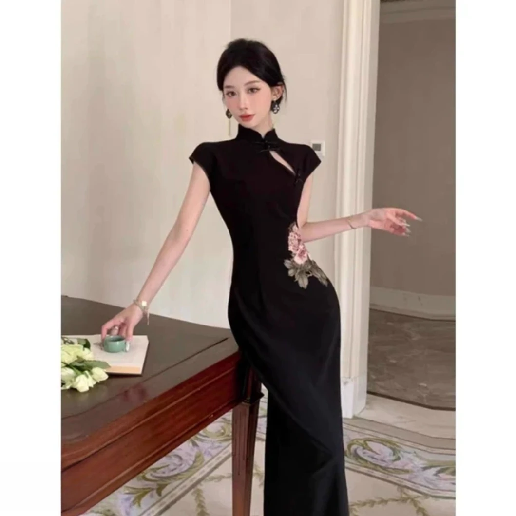M228 新中式国风改良旗袍裙设计感小众高级感气质名媛御姐风包臀
