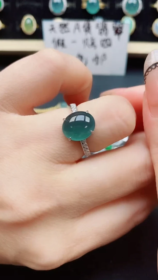 翡翠戒指银S925镶嵌5800