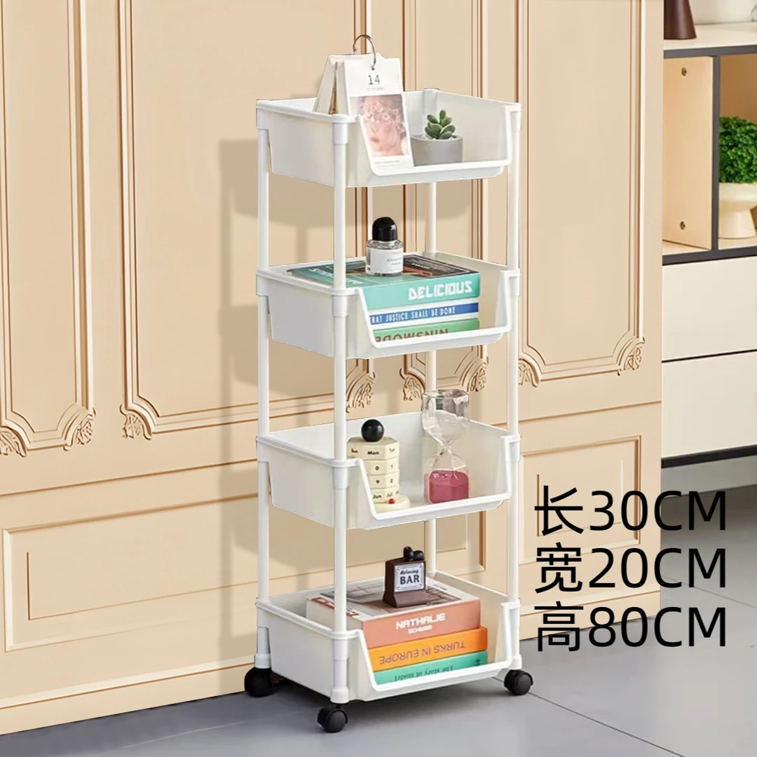 4层简约置物架收纳储物架移动推车卧室零食客厅落地家用绘本架