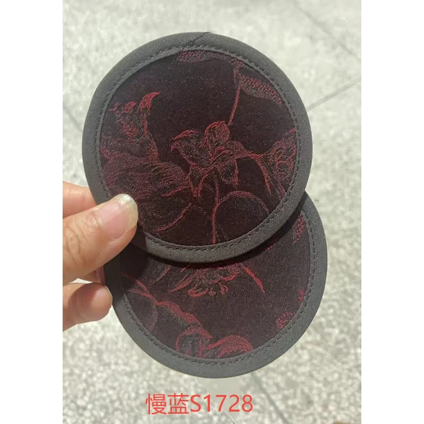 【花叶丛生】红+咖色包边香云纱杯垫/2片一组（慢蓝S1728）
