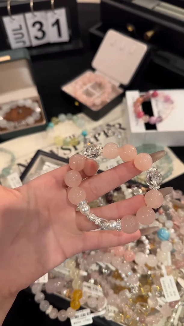 水晶手链合金粉水晶x2163