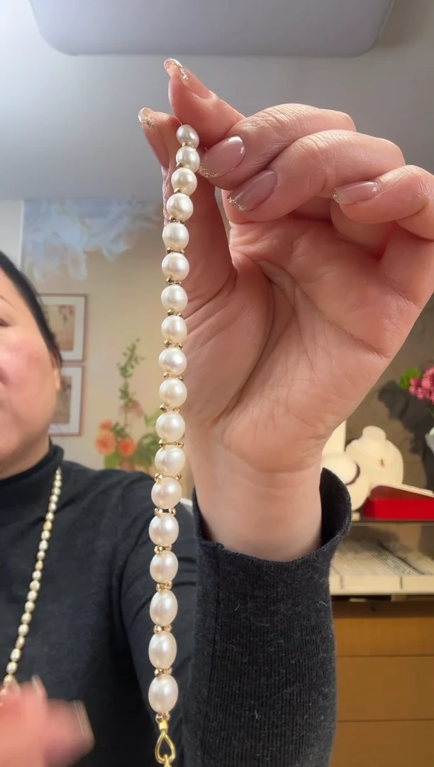 【闪购商品】淡水珍珠手绳未镶嵌金豆豆珍珠手链