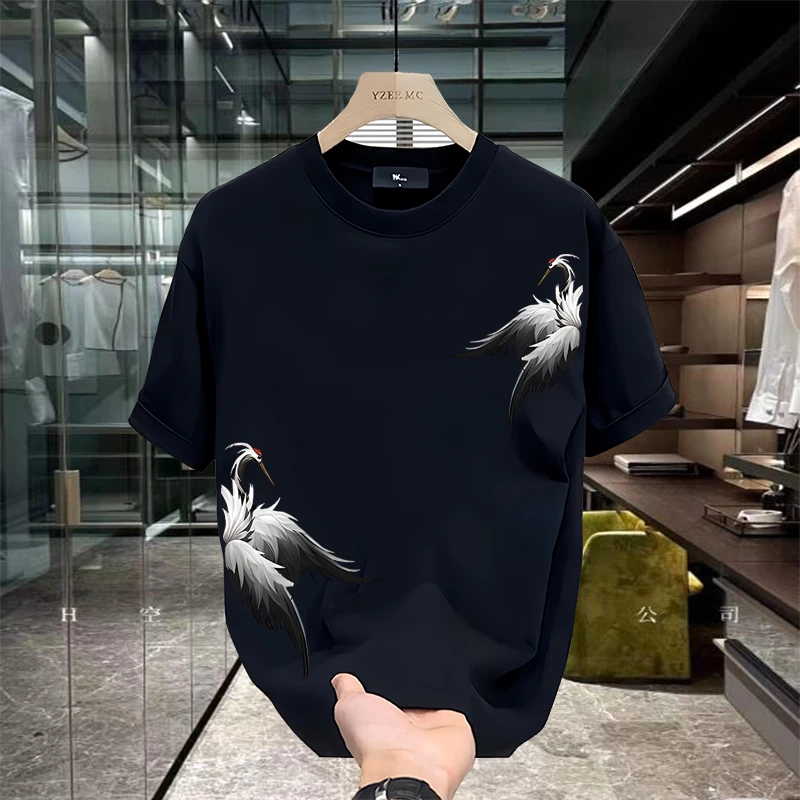 春夏新款重磅短袖印花圆领上衣韩版时尚男女同款休闲潮牌打底衫