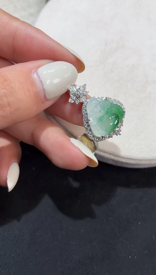 吊坠(不含链)银S925镶嵌翡翠【挽石珠宝】佛公