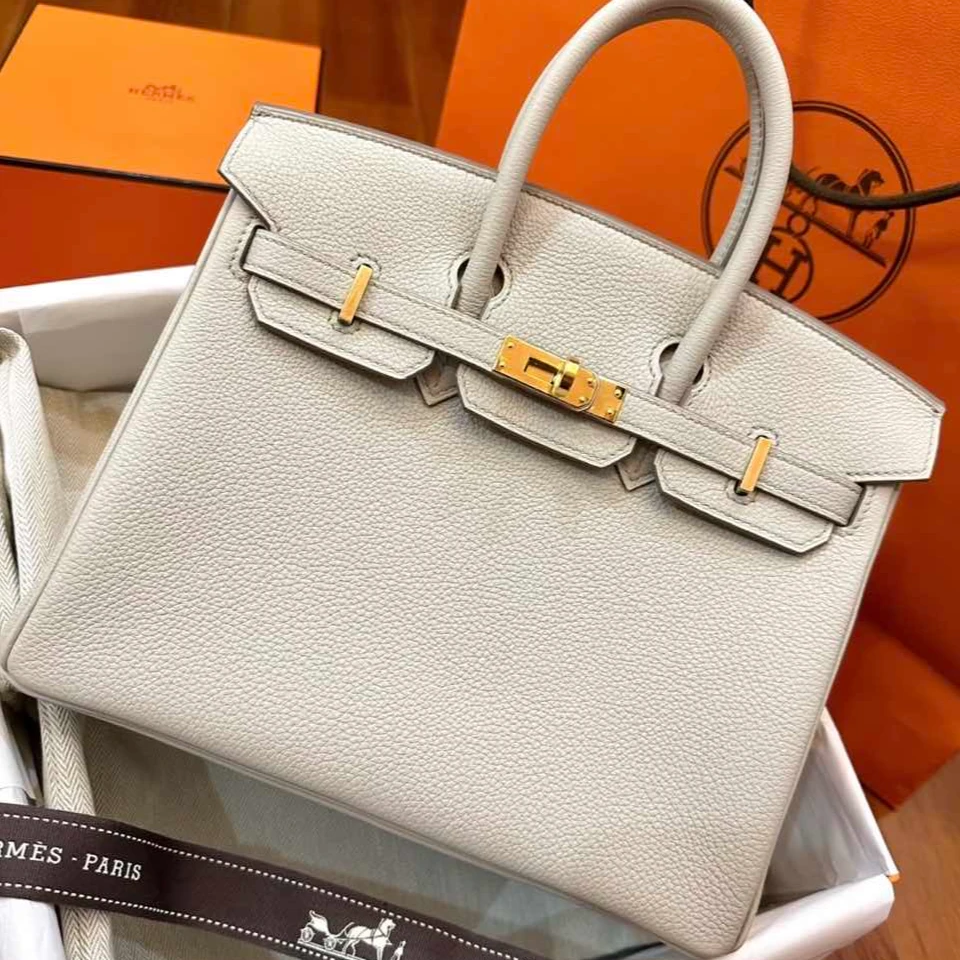 99新 Hermes/爱马仕 小花6欢 Birkin 30 冰川白 Togo皮 C刻包