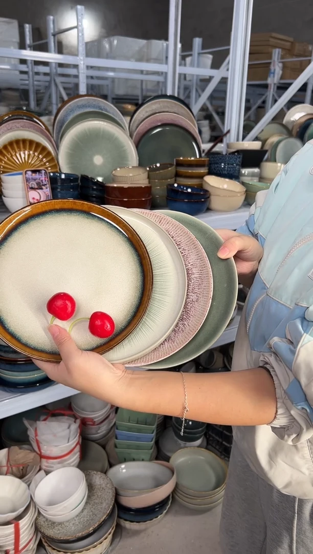 陶瓷外贸尾货瑕疵满20包邮X4小盘8英寸