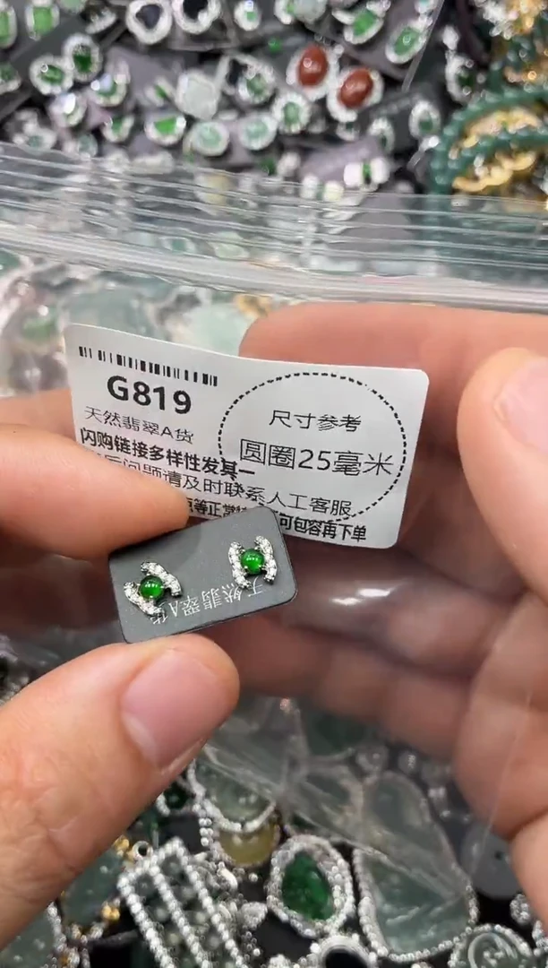 翡翠未镶嵌颈饰G819耳钉