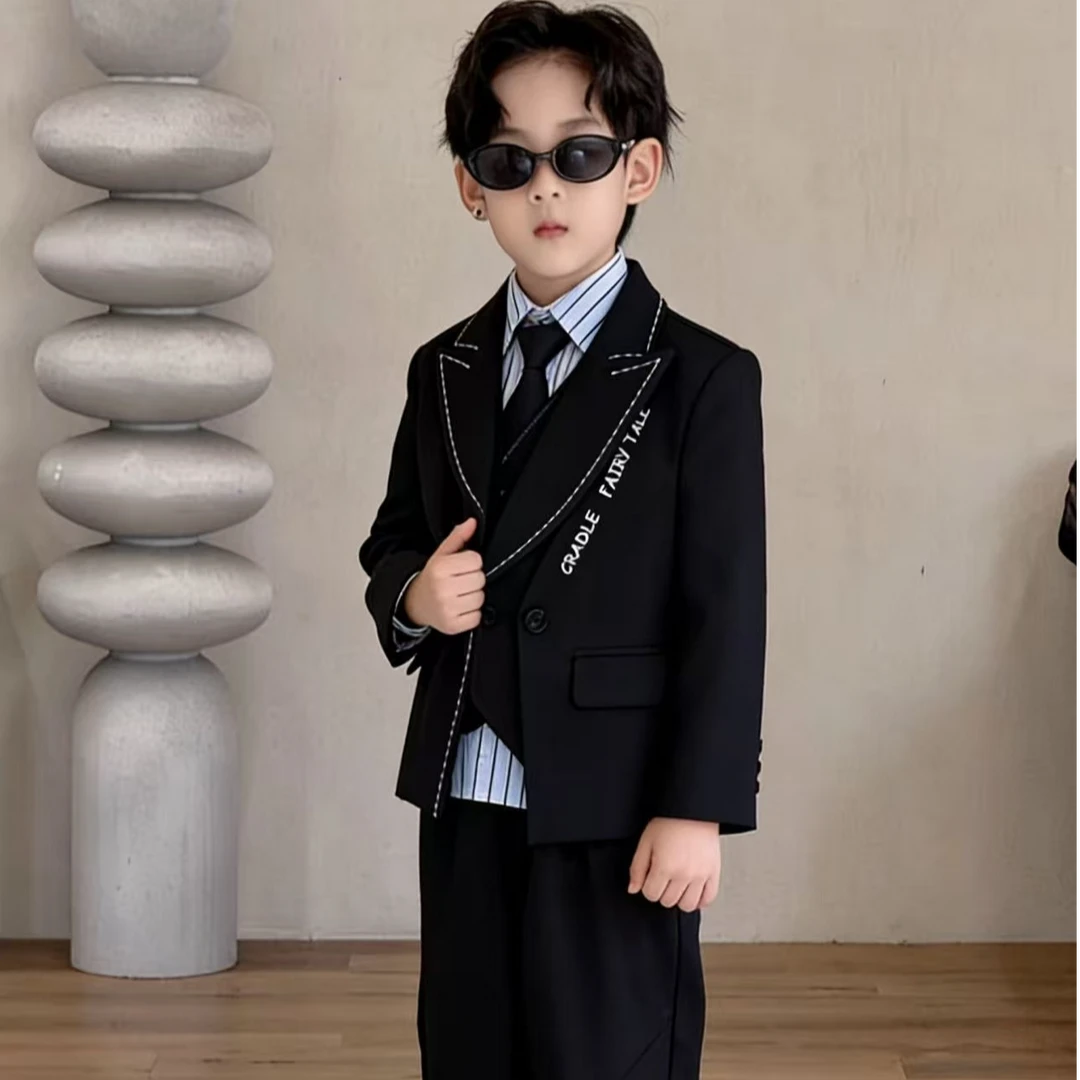 【萝卜呗呗】西装礼服单排扣黑色中大童西服常规儿童衣服秋冬款