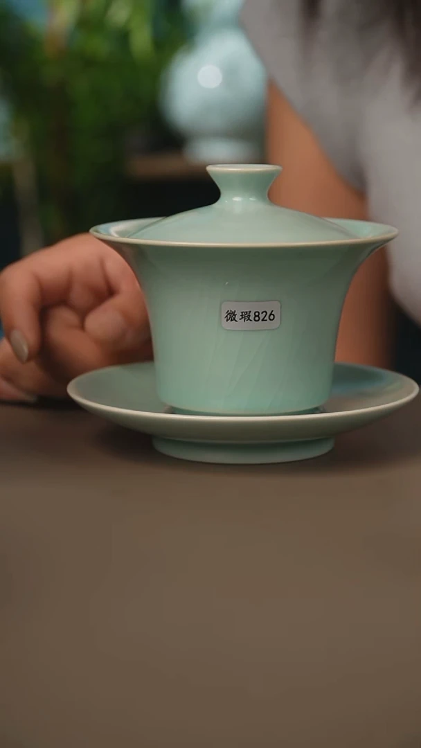 仿古马蹄盖碗微暇
