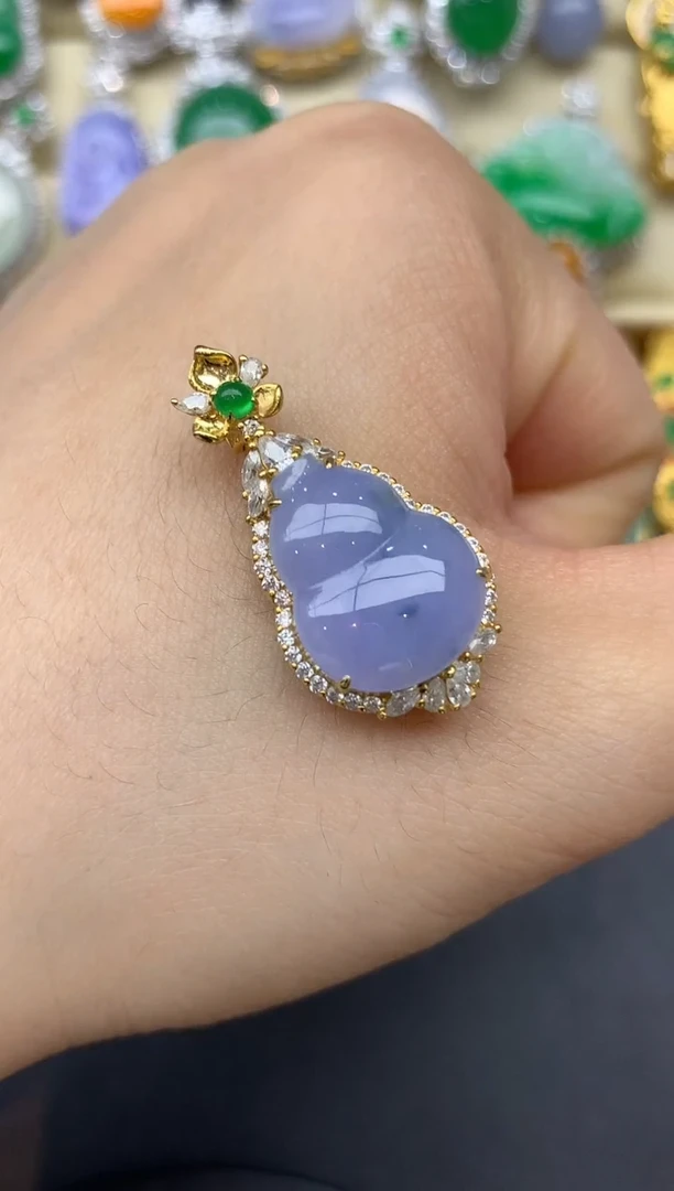 翡翠18K金镶嵌颈饰298-雪姐翡翠天天见