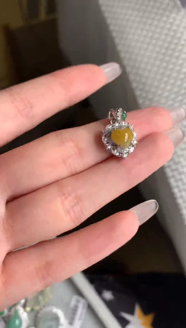 银S925镶嵌戒指翡翠吊坠29