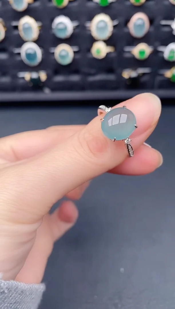 银S925镶嵌戒指翡翠天然a货翡翠58