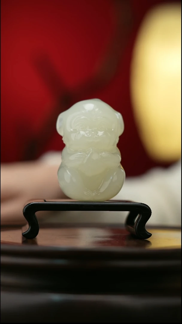 玉【灵猴献瑞】天然玉石手把件